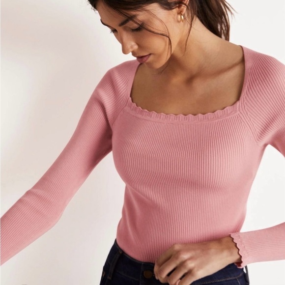 Boden ribbed square neck knitted top size 20-22 nwt in rust k0615 brn - Picture 4 of 8